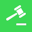 remote bookkeeping services justice hammer with green background